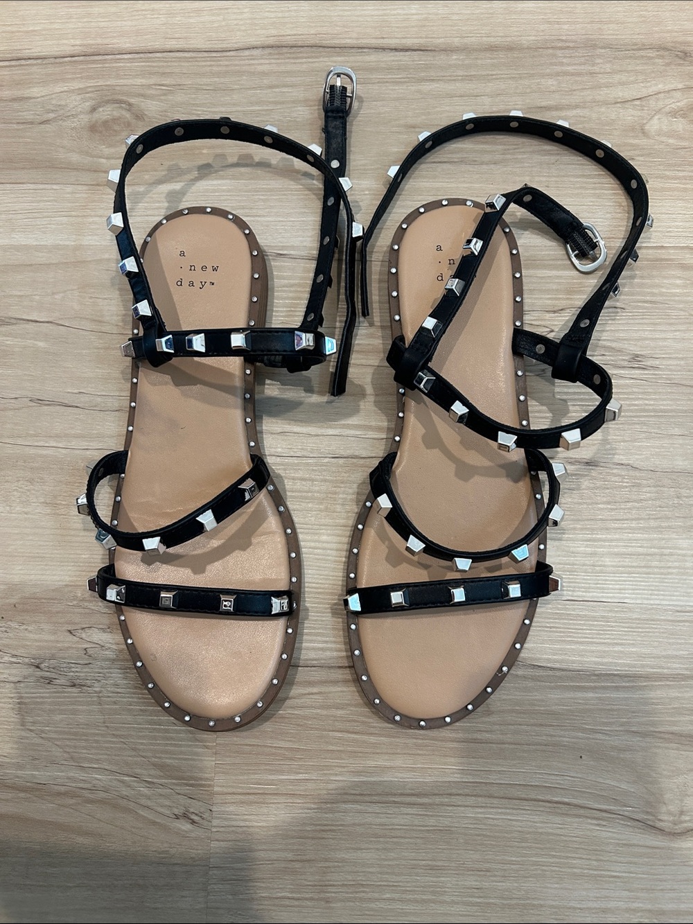 Black Studded Strappy Sandals